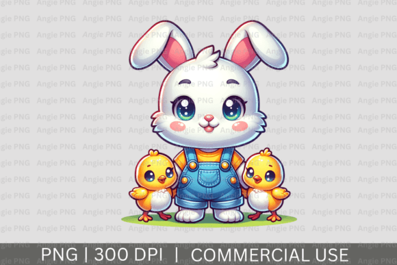 Adorable Easter Bunny and Baby Chicks PNG for Spring Designs