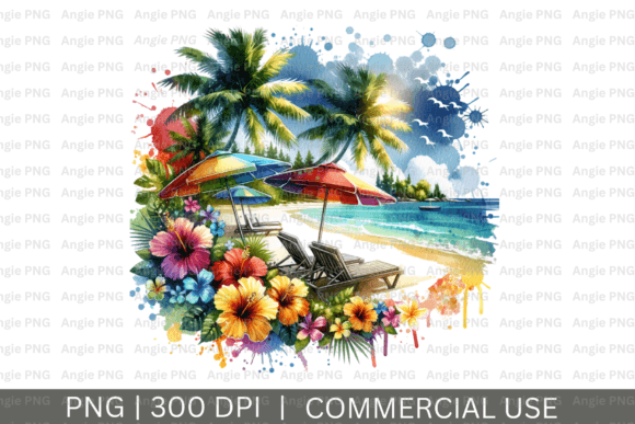Bring Coastal Charm to Your Projects with Watercolor Summer Beach PNG Clipart