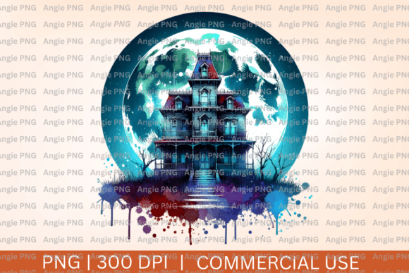 Bring Spooky Season to Life with Watercolor Haunted House PNG Clipart