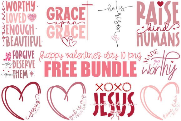 Christian Valentine PNG Bundle: Jesus-Themed Design Assets