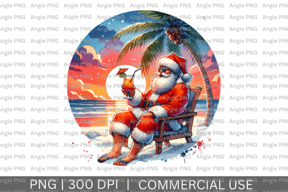 Christmas in July Santa on Beach PNG: A Festive Design Asset
