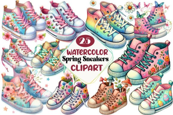 Spring Sneakers Clipart Bundle: Fresh Graphics for Your Projects