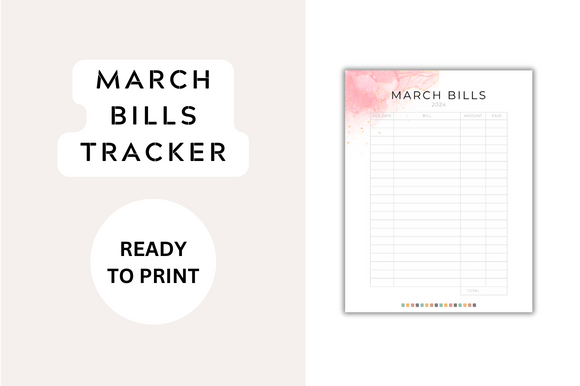 Streamline Your Finances with the March Bills Tracker