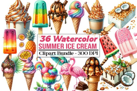 Summer Ice Cream PNG Bundle: 36 Vibrant Design Assets