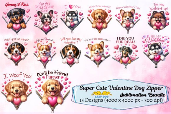 Super Cute Valentine Dog Zipper Bundle: Creative Asset Guide