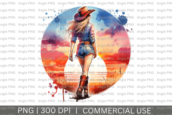 Western Cowgirl Sunset PNG: Capturing Frontier Spirit in Your Designs